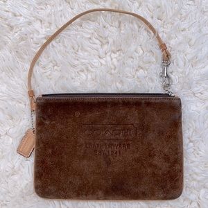 Vintage COACH dark brown suede wristlet